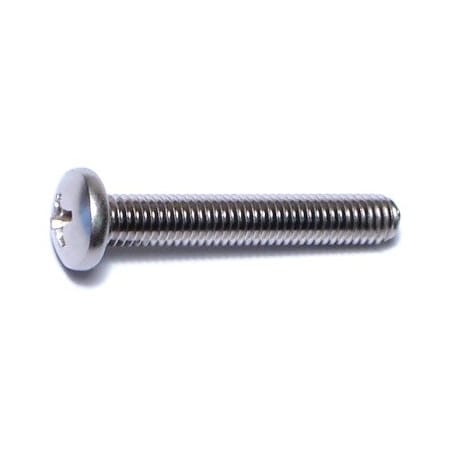 #10-32 X 1-1/4 In Phillips Pan Machine Screw, Plain Stainless Steel, 20 PK